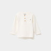 T-shirt col tunisien manches longues blanc b&eacute;b&eacute; gar&ccedil;on