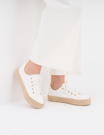 Tennis basses en toile blanc femme