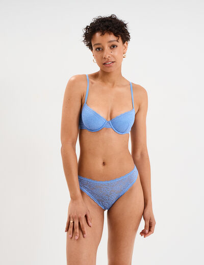 Soutien-gorge corbeille paddé dentelle bleu lavande femme