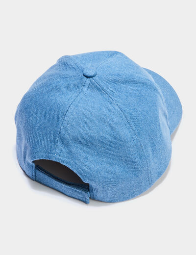 Casquette en jean brod&eacute;e coton bleu fille