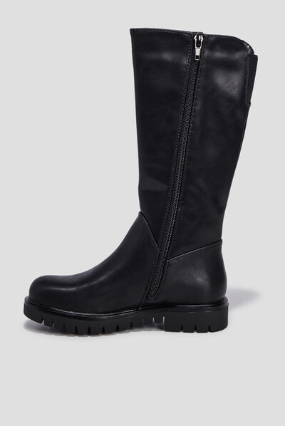 Bottes crantées zippées noir fille