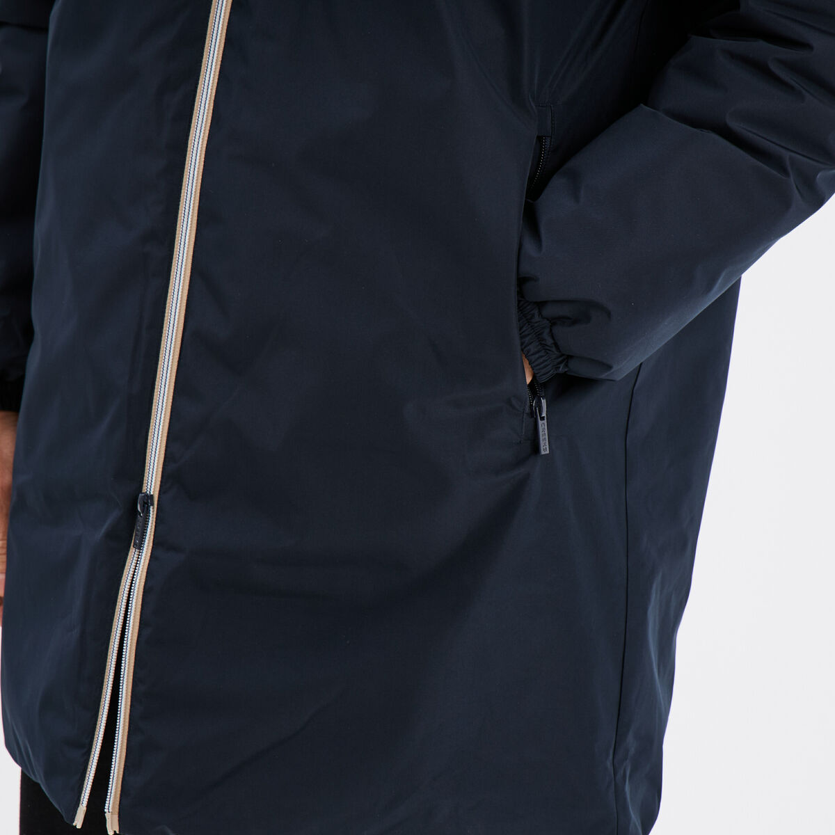 Parka déperlante doublée à capuche bleu foncé homme
