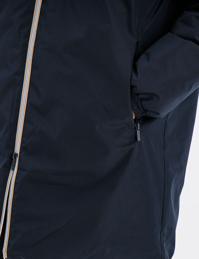 Parka déperlante doublée à capuche bleu foncé homme