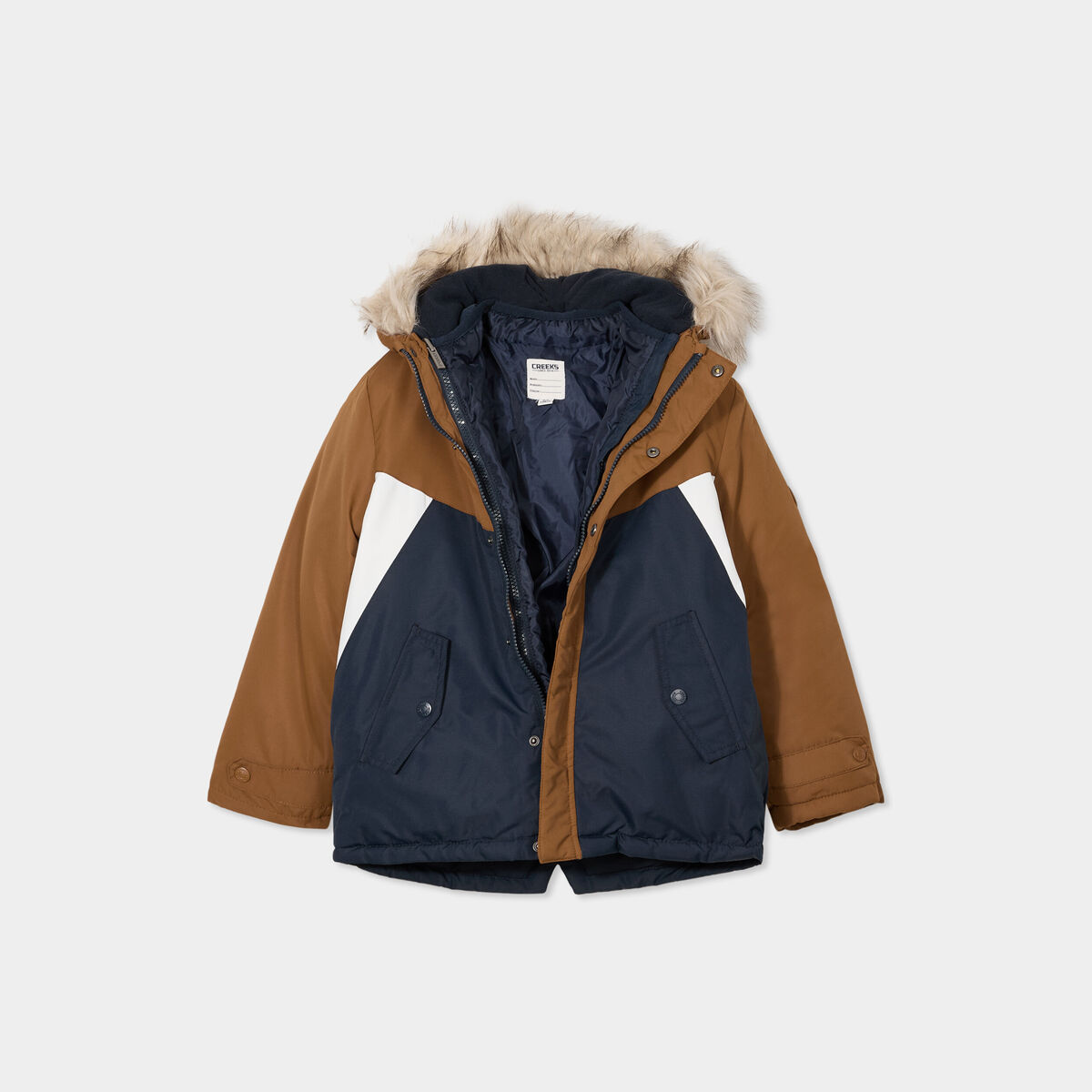 Parka 3-en-1 &agrave; capuche fausse fourrure camel gar&ccedil;on