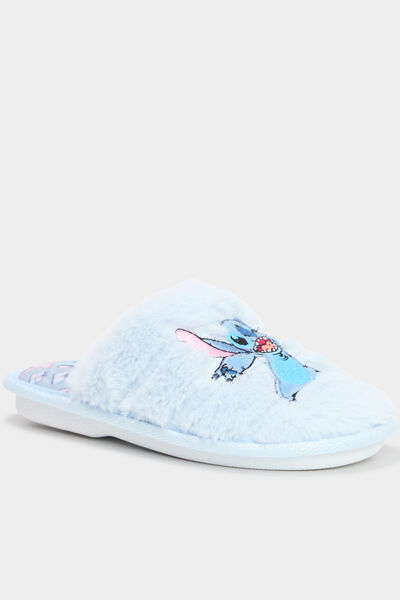Chaussons mules fausse fourrure Stitch bleu fille