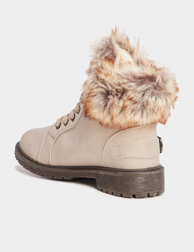 Bottines avec fausse fourrure ivoire femme
