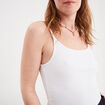 Débardeur cropped côtelé blanc femme