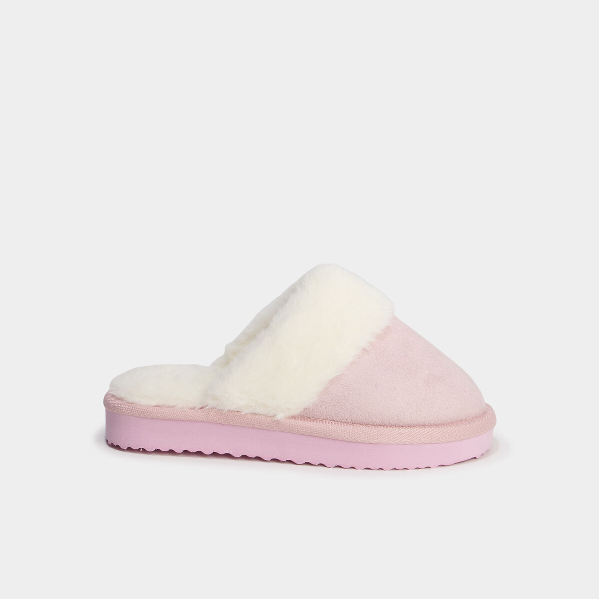 Chaussons mules fourr&eacute;s rose fille