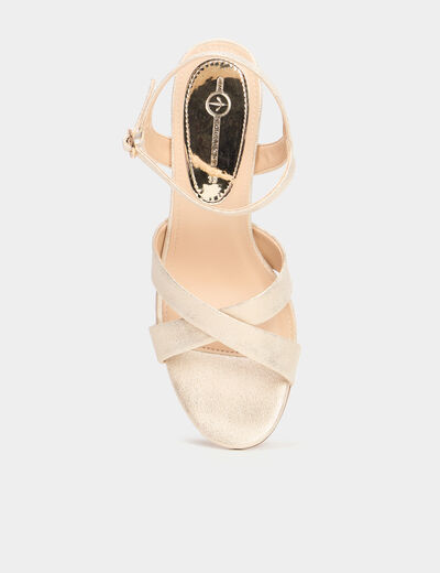 Sandales à talons 7 cm jaune or femme