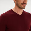 Pull jersey avec col en V violet fonc&eacute; homme