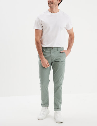 Pantalon chino slim stretch vert homme