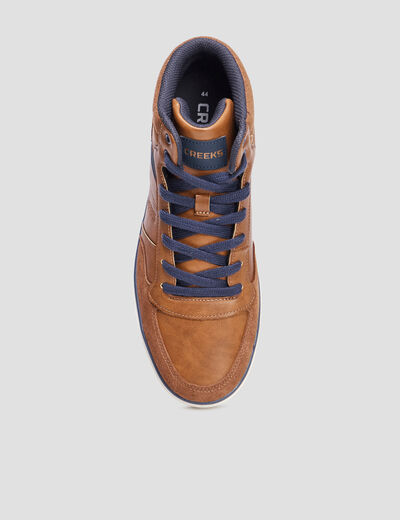 Baskets montantes à lacets marron homme