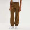 Pantalon cargo droit cropped lyocell beige femme