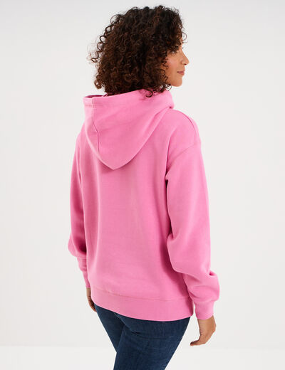 Sweat &agrave; capuche hoodie rose vif femme