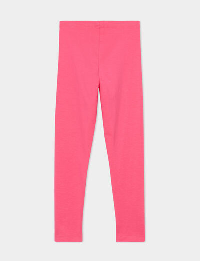 Legging long coton taille élastiquée rose fushia fille