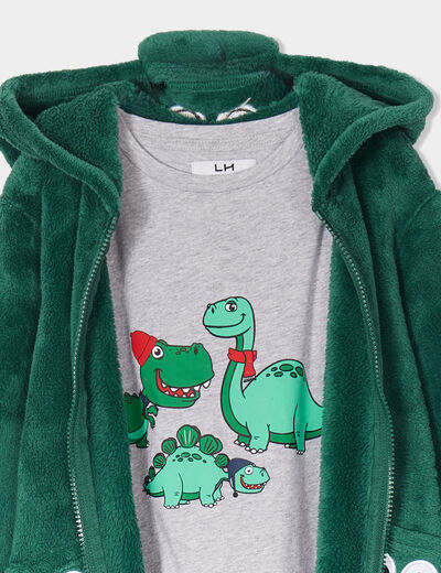 Ensemble pyjama 3 pièces et peluche vert garçon
