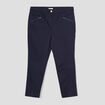 Pantalon regular détails zippés bleu foncé femme grande taille