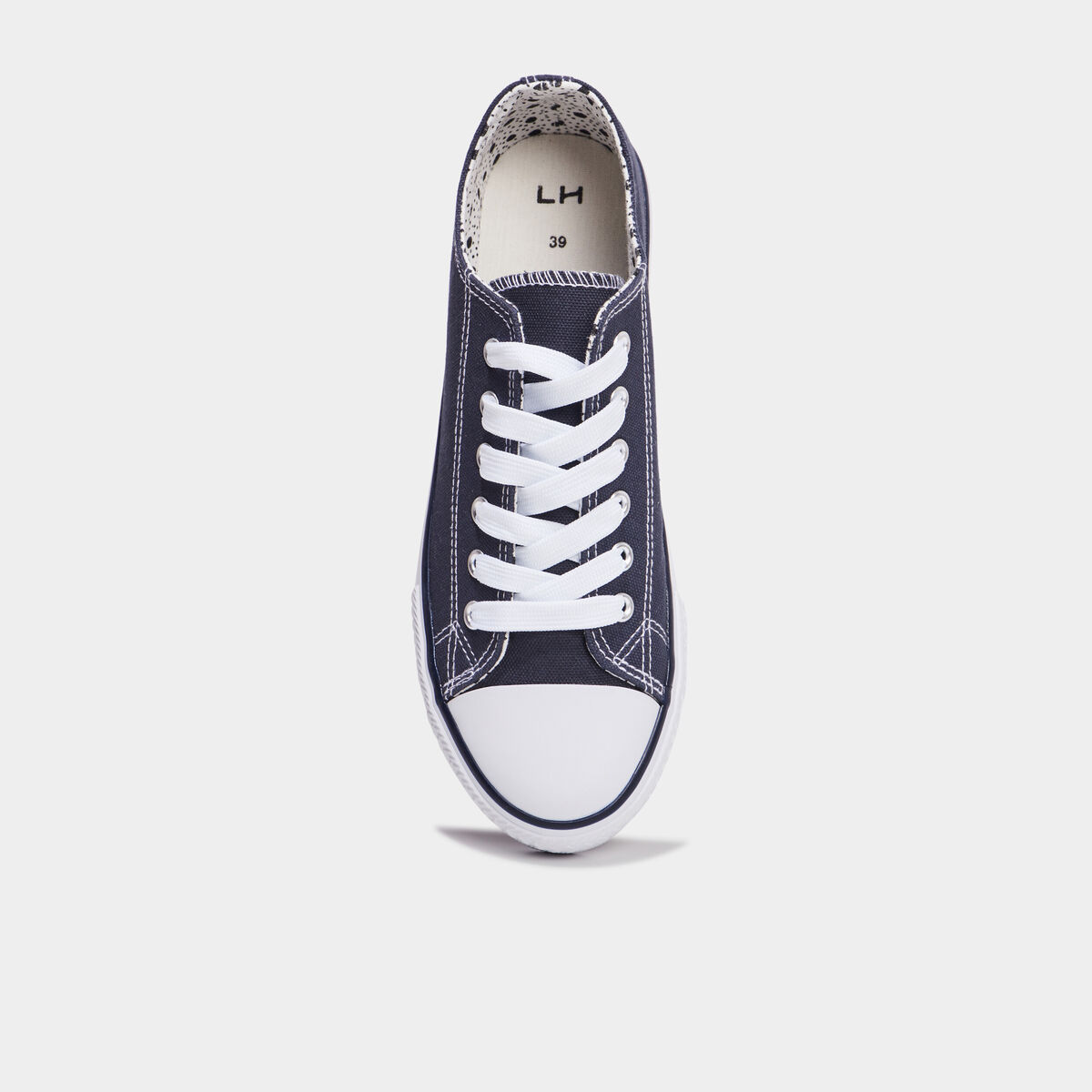 Tennis en toile à lacets bleu marine femme