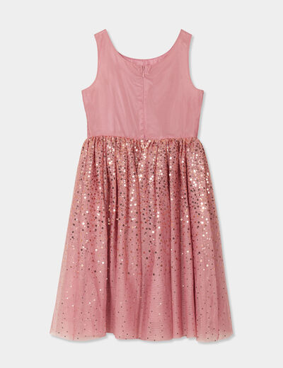 Robe sans manches à sequins effet tulle vieux rose fille