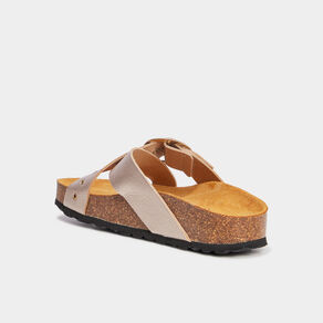 Mules brides croisées jaune or femme