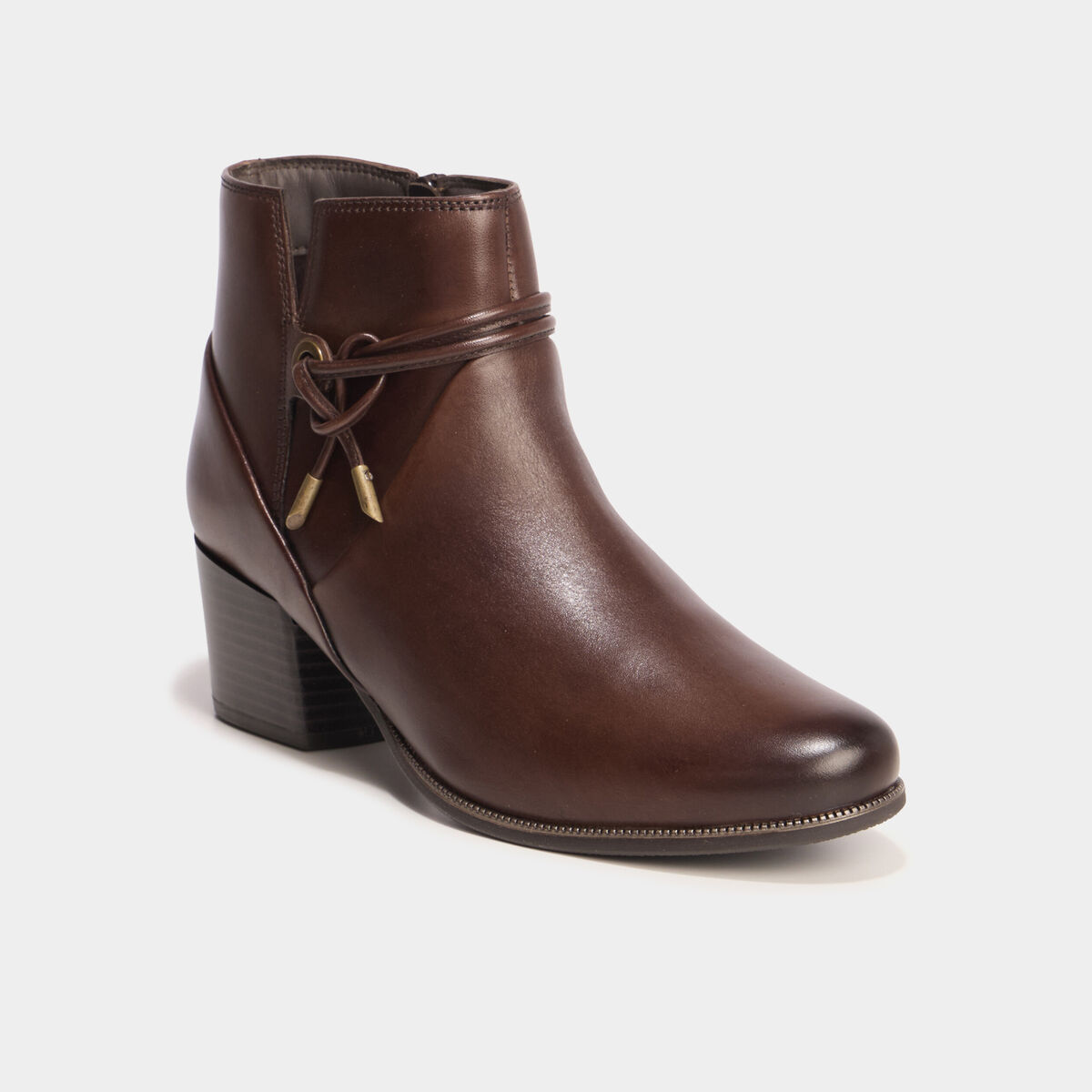 Boots confort en cuir marron femme
