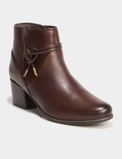 Boots confort en cuir marron femme