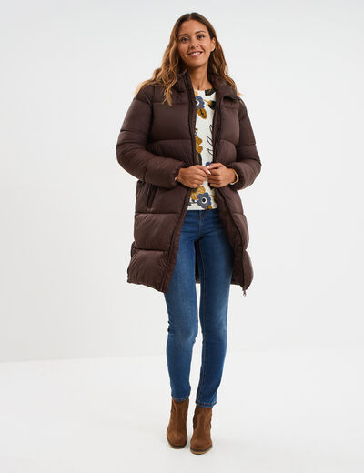 Doudoune Longue Femme Marron