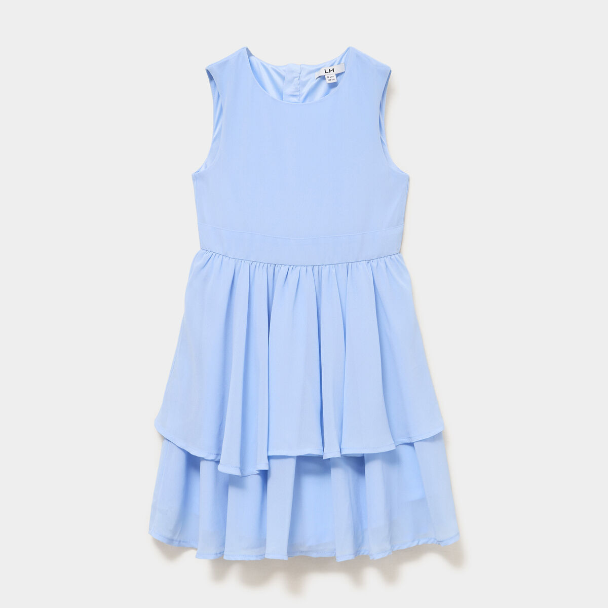 Robe c&eacute;r&eacute;monie &agrave; volants sans manches bleu ciel fille