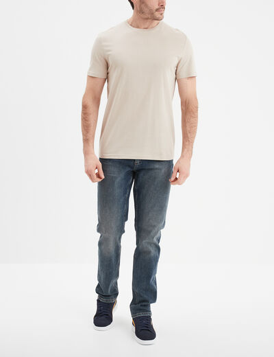 T-shirt droit en coton manches courtes gris clair homme