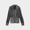 Blouse ajust&eacute;e col lavalli&egrave;re gris argent femme