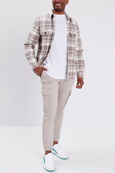 Pantalon cargo slim stretch sable homme