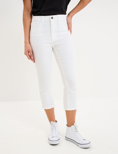 Pantalon capri slim twill 5 poches blanc femme