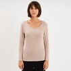T-shirt thermique manches longues beige femme