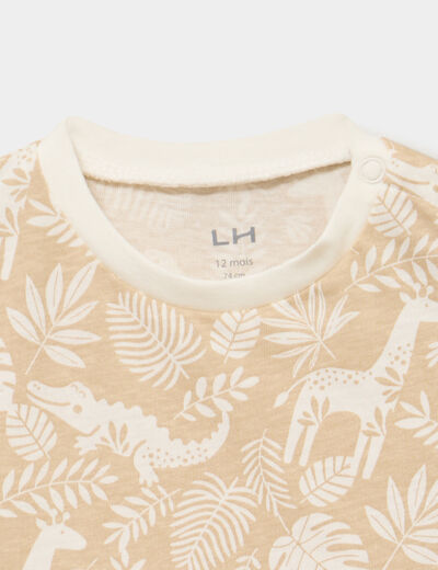 T-shirt manches courtes coton beige b&eacute;b&eacute; gar&ccedil;on