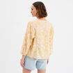 Blouse ajour&eacute;e manches 3/4 col en V ecru femme