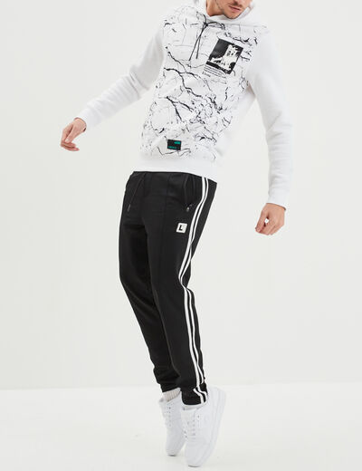 Pantalon de jogging stretch bandes côtés noir homme
