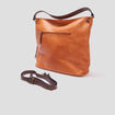 Sac seau avec perforations et pampille marron cognac femme