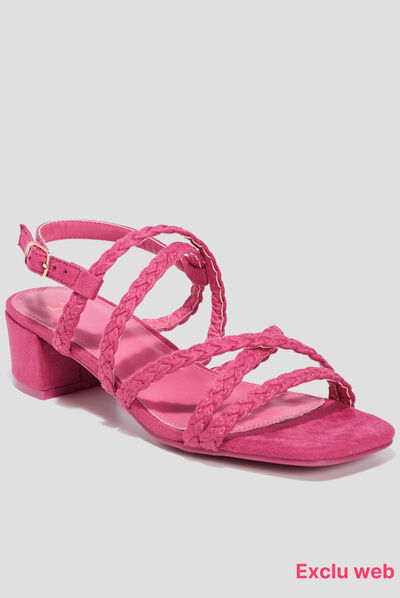 Sandales avec brides tressées rose femme