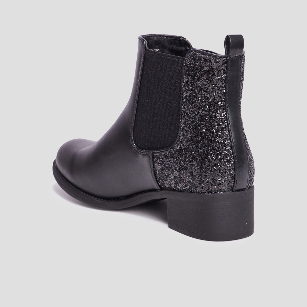 Bottines chelsea &agrave; paillettes noir femme