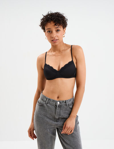 Soutien-gorge triangle micro dentelle noir femme