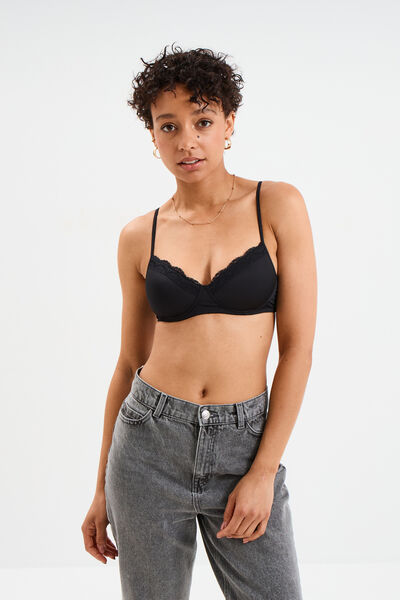 Soutien-gorge triangle micro dentelle noir femme