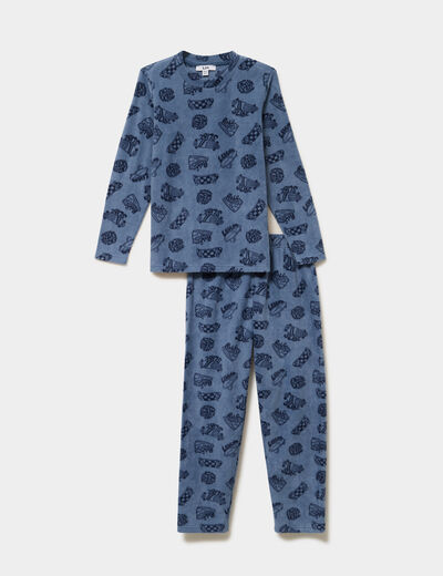 Ensemble pyjama effet polaire 2 pi&egrave;ces bleu fonc&eacute; gar&ccedil;on