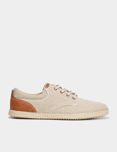 Derbies toile &agrave; lacets Creeks sable homme