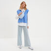 Pantalon flare cropped taille haute blanc femme