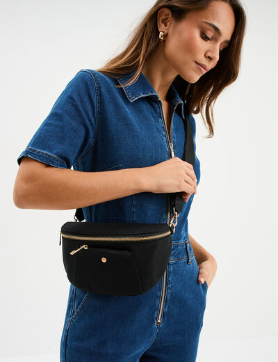 Sac banane avec bandoulière amovible noir femme