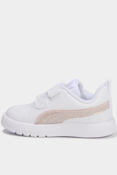 Baskets &agrave; scratchs Puma Courtflex Glitz blanc b&eacute;b&eacute; fille