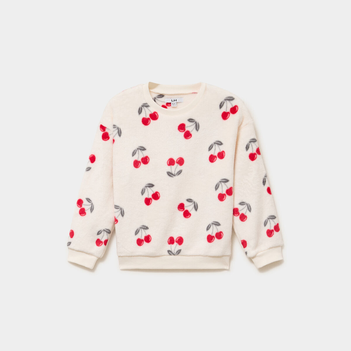 Sweat polaire oversize manches longues beige fille