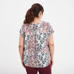 Blouse col en V manches courtes ecru femme grande taille