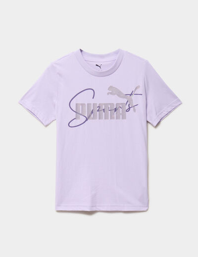 T-shirt col rond coton Puma parme fille