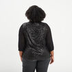 Blouse sequins manches 3/4 transparentes noir femme grande taille
